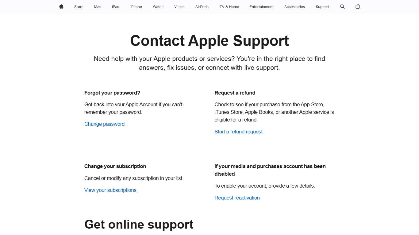 Contact Apple Support - Apple Support (CA)